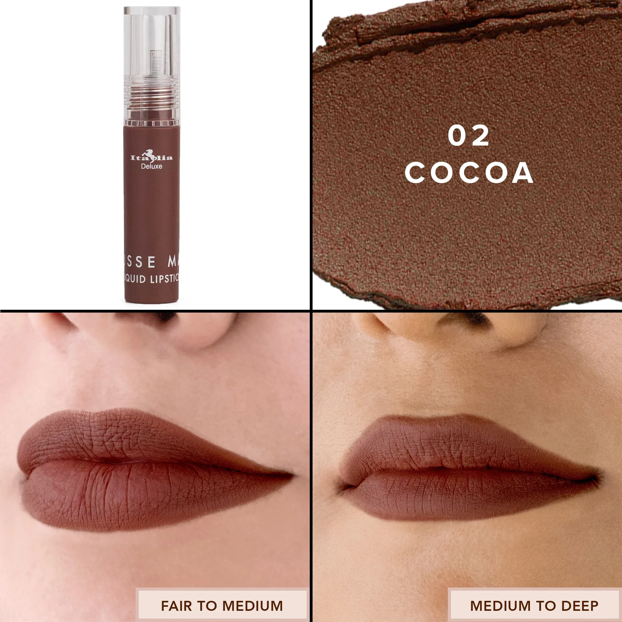 Lapiz labial liquido Mousse Matte 02 Cocoa Italia Deluxe - Imagen 2